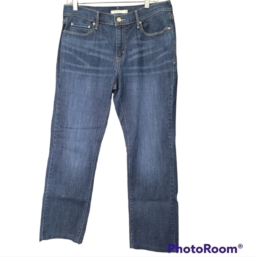 Levi's 505 high rise straight leg pants in medium wash